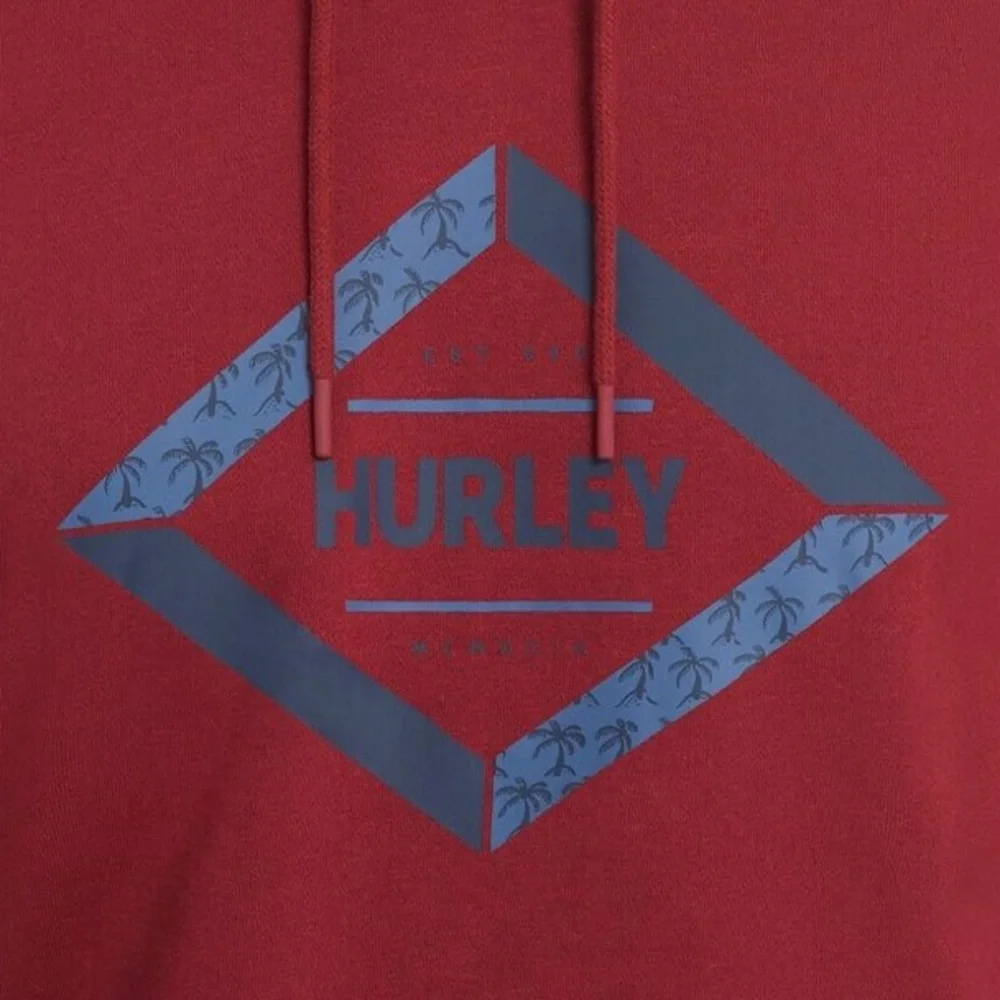 Hurley Men's Deep‎ Red Soft Graphic Hoodie Size Large